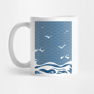 Blue Ocean Wave Japanese Art Mug